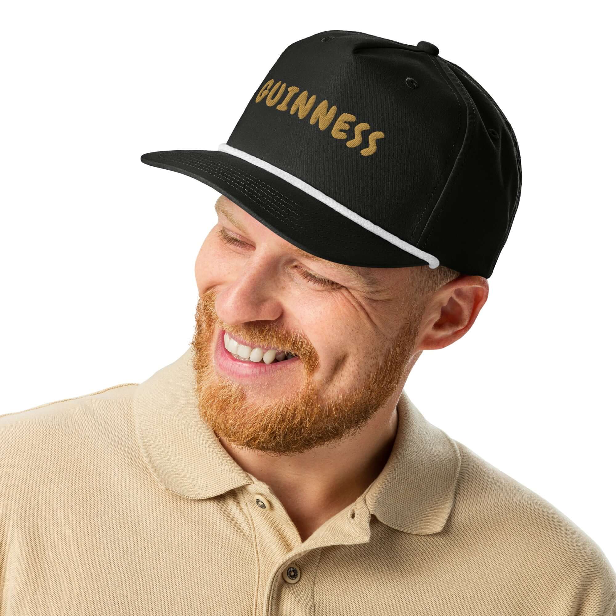 Classic Irish Stout Gold Logo Cap | Black Embroidered Hat - Stout & About