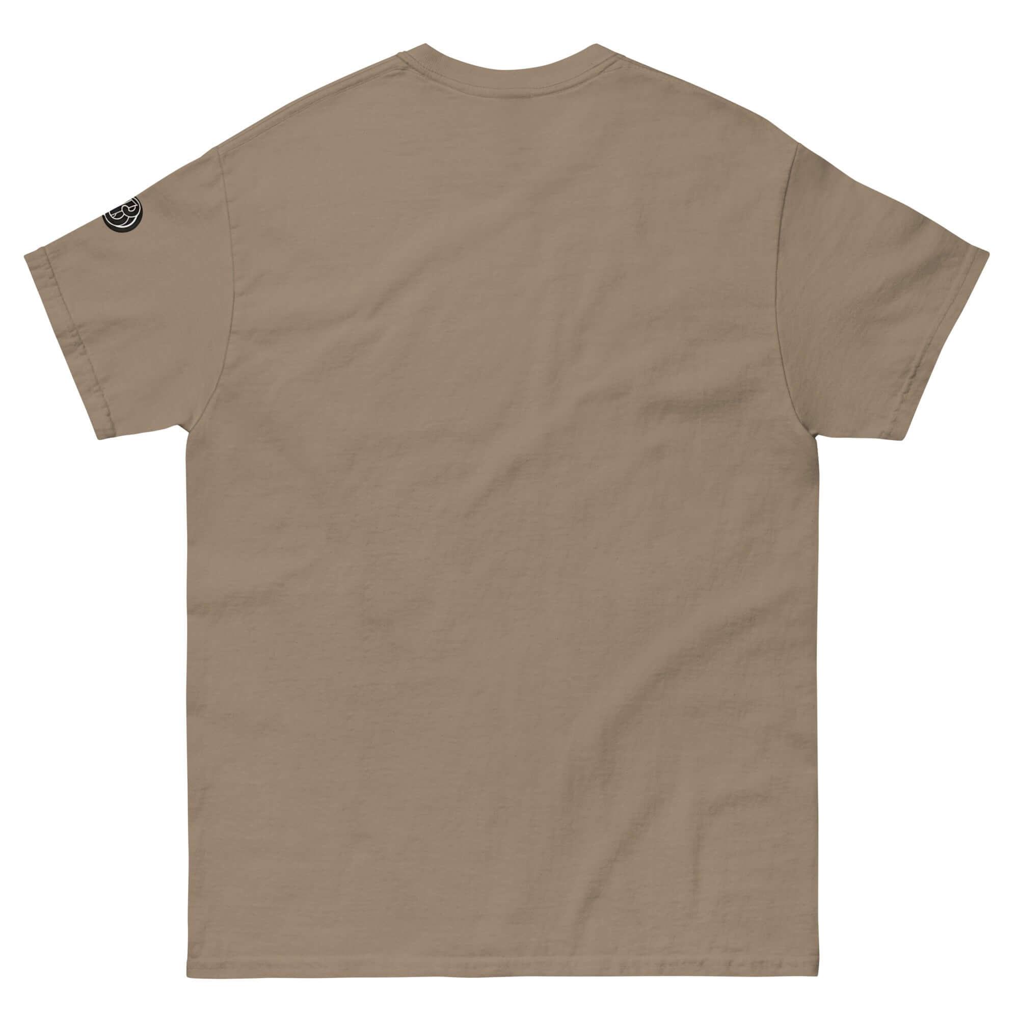 Back view of cream beige Creamy Beamy Uni Sex T shirt, perfect for stout lovers and casual days.