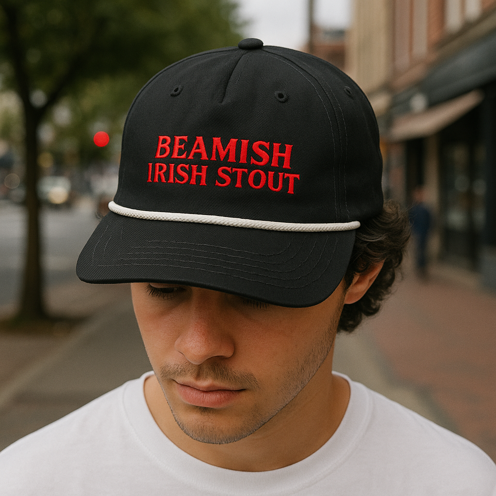 Beamish Retro Rope Hat – Black & White Stout Style Cap