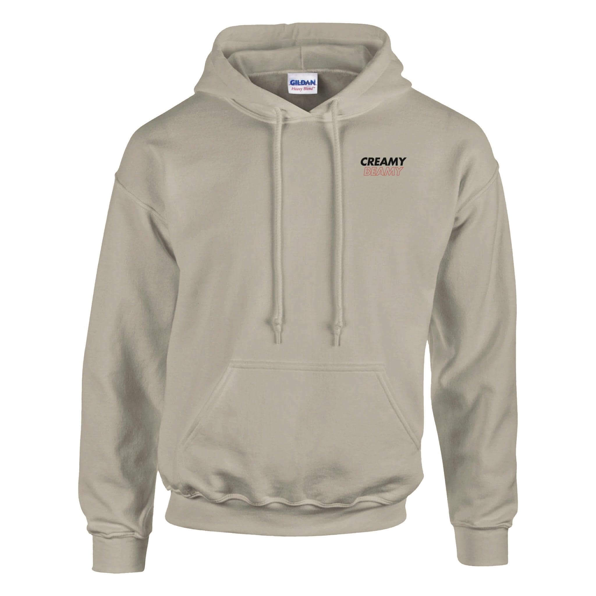 Beamish Irish Stout hoodie in cream color, featuring a cozy double-lined hood and soft cotton-polyester blend.