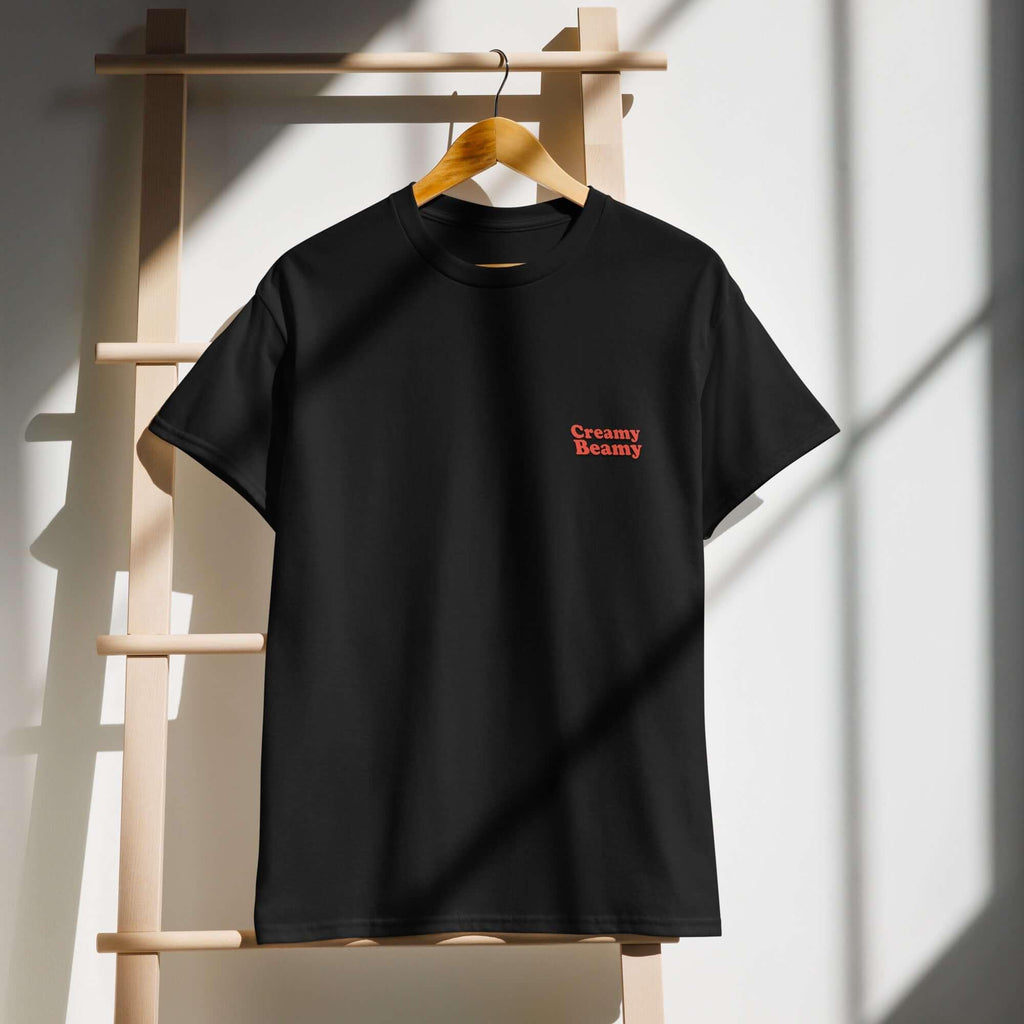 Stylish Creamy Beamy Tee in black, perfect for stout lovers and lively pub sessions.