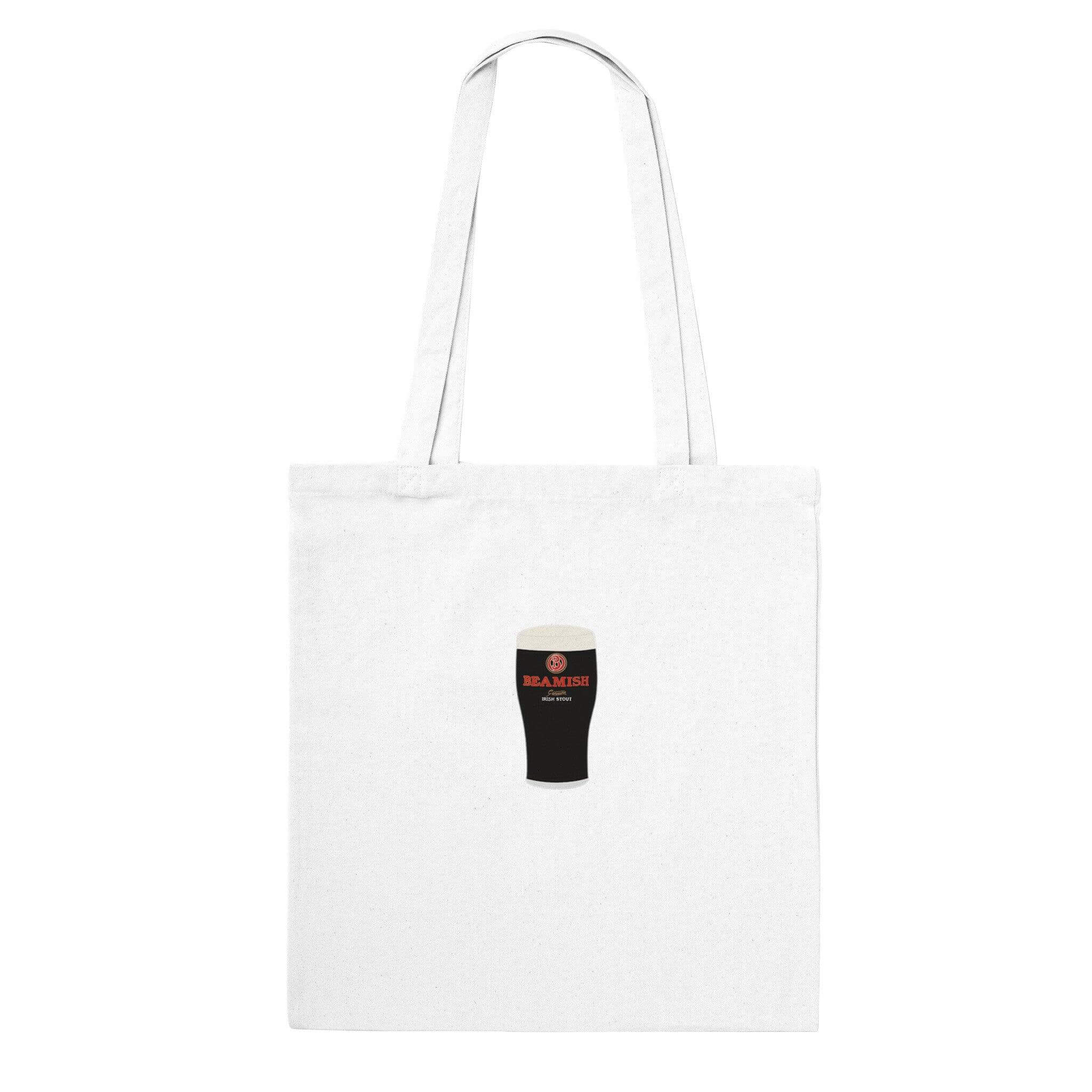 Creamy Beamy Tote Bag featuring a Beamish Irish Stout design, perfect for stout lovers and eco-friendly fashion.