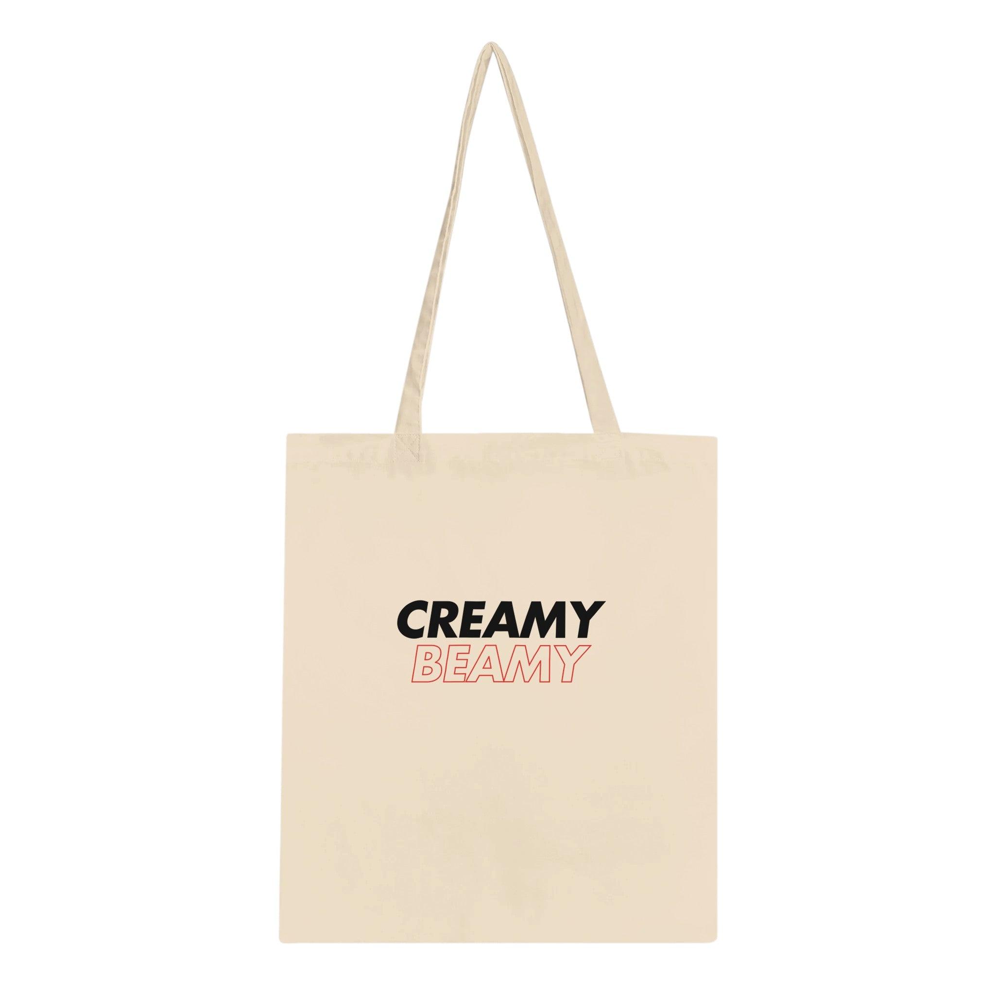 Creamy Beamy Tote Bag showcasing stylish design for Beamish Irish Stout lovers.