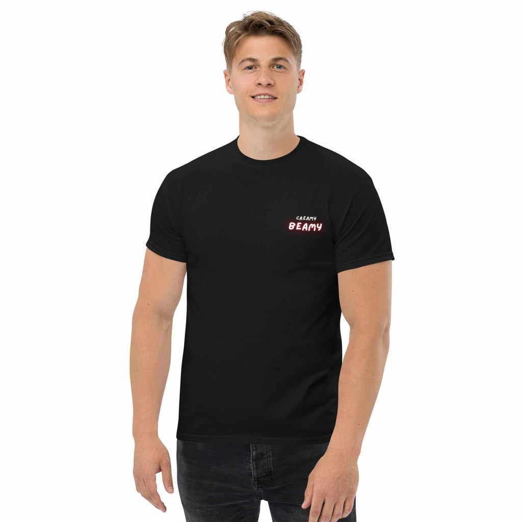 Creamy Beamy Uni Sex T-shirt featuring bold design, perfect for stout lovers who appreciate style and great taste.