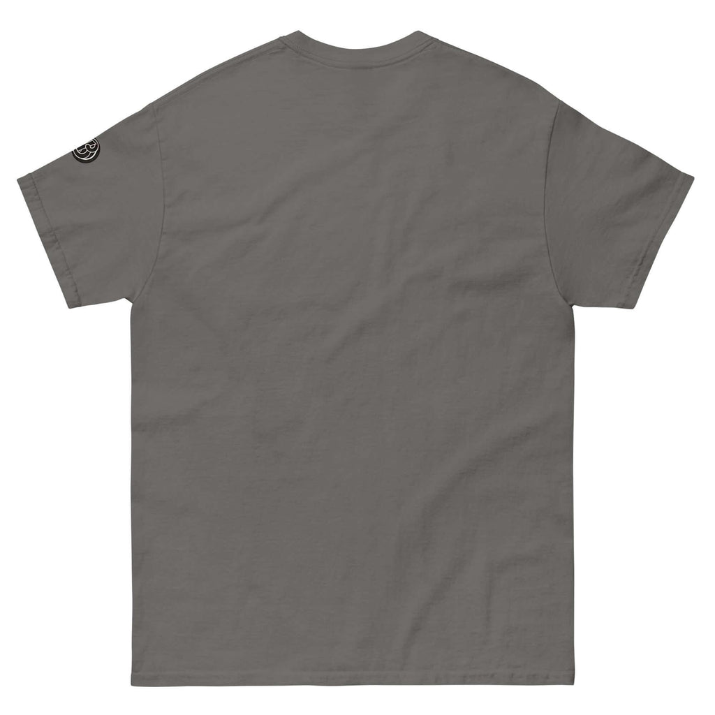 Back view of the Creamy Beamy Uni Sex T-shirt, showcasing its smooth gray fabric and playful design for stout lovers.