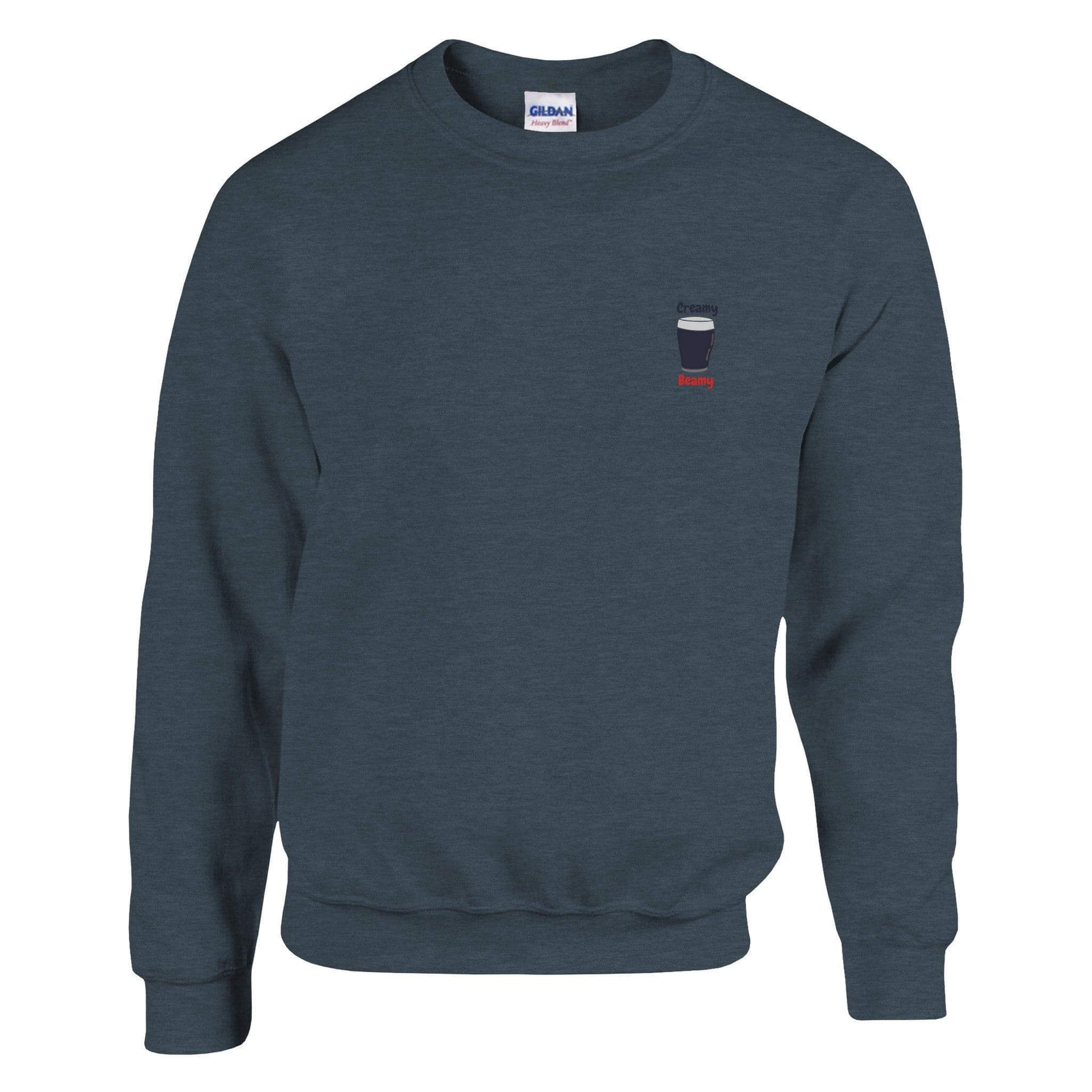 Creamy Beamy's Jumper sweatshirt for Beamish Stout lovers, featuring a pint glass logo on a dark teal fabric.