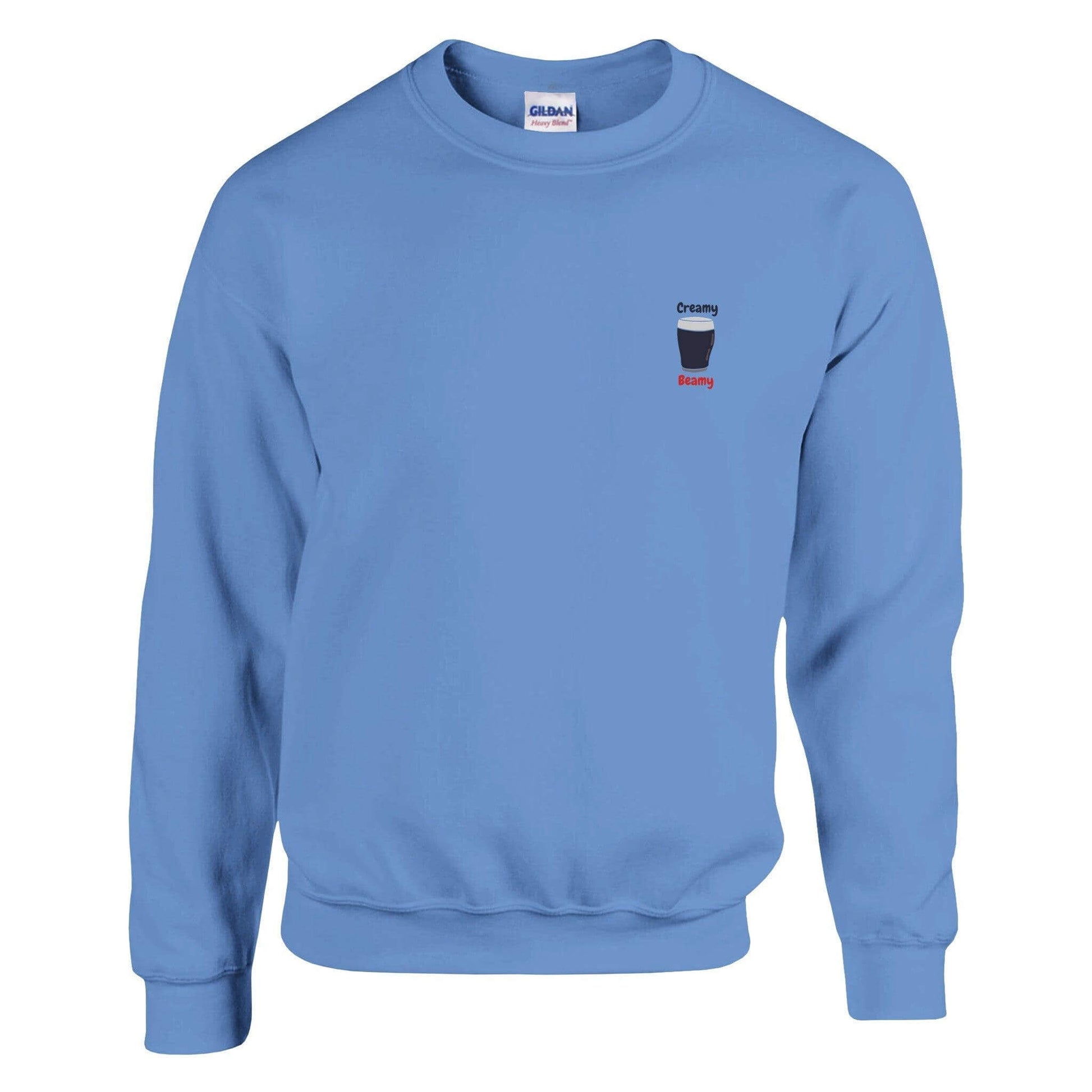 Creamy Beamy's Jumper in blue, a premium sweatshirt for Beamish Stout lovers, featuring a stylish design.