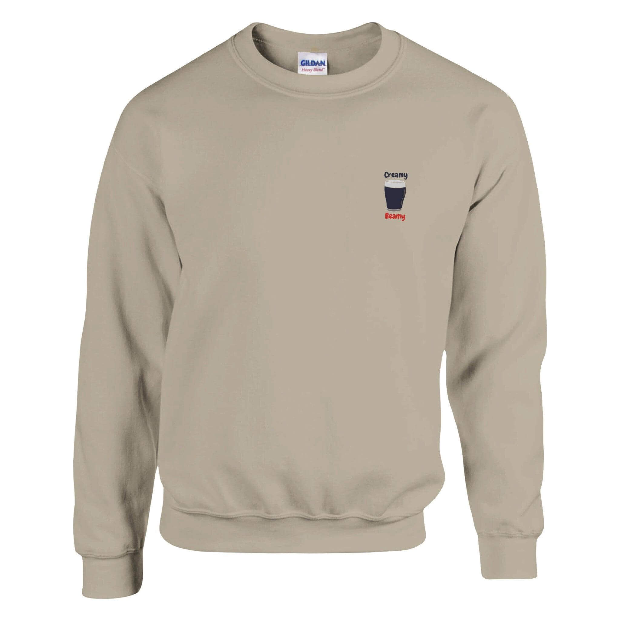 Creamy Beamy's Jumper in beige, a premium sweatshirt for Beamish Stout lovers, featuring a classic design.
