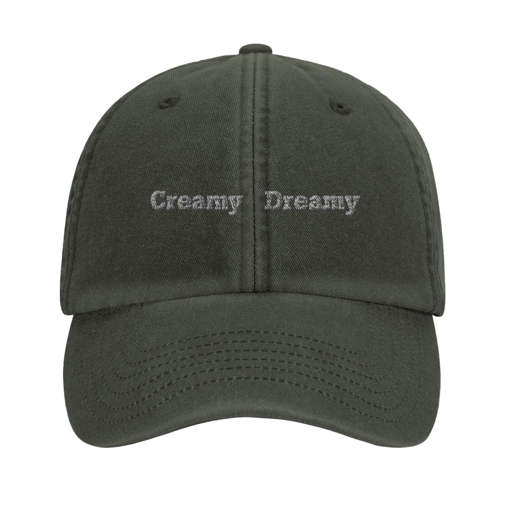 Creamy Dreamy Guinness hat in dark green, vintage dad cap with stitched ventilation and comfortable fit.