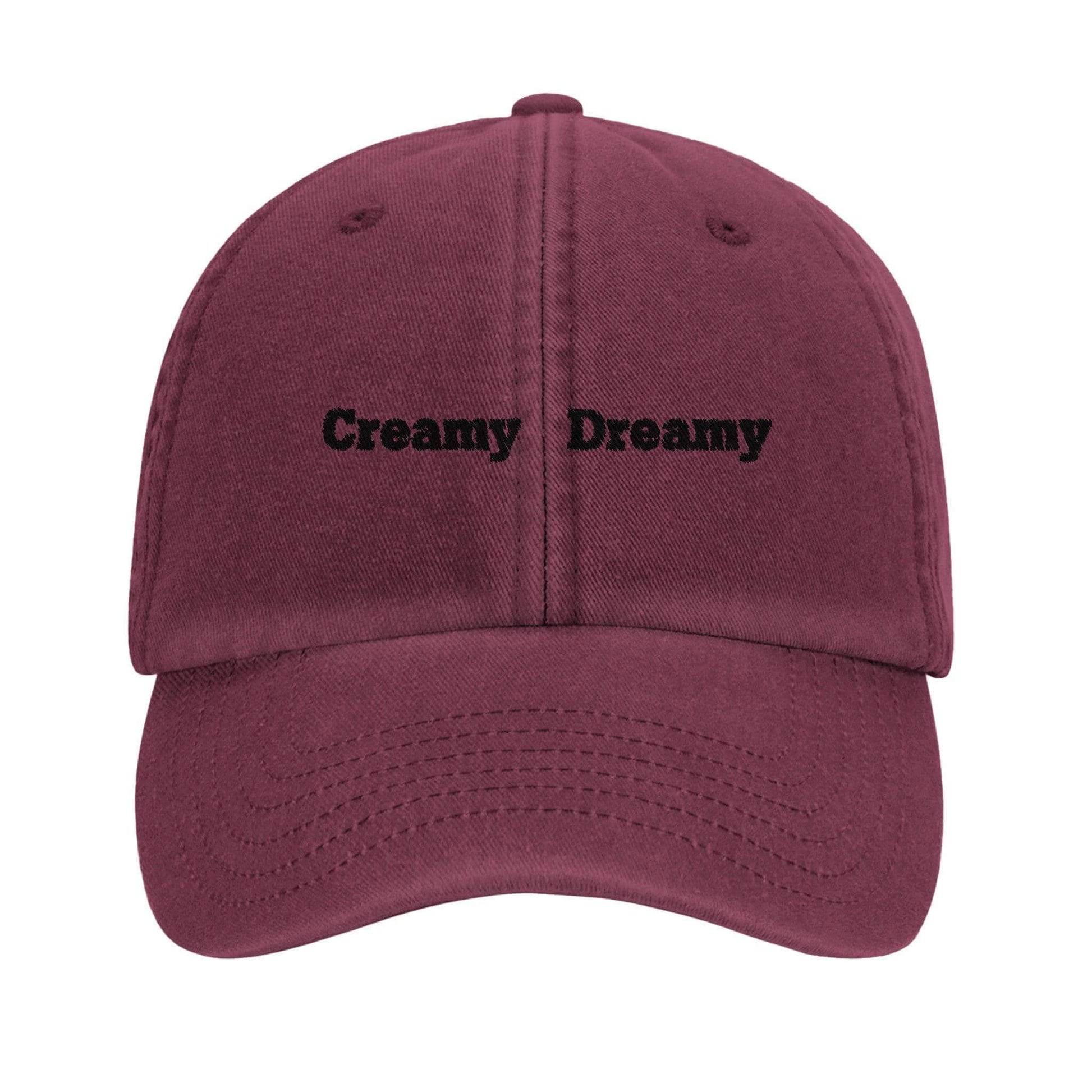 Creamy Dreamy Guinness Hat in burgundy color, vintage dad cap with stylish embroidery for casual outfits.