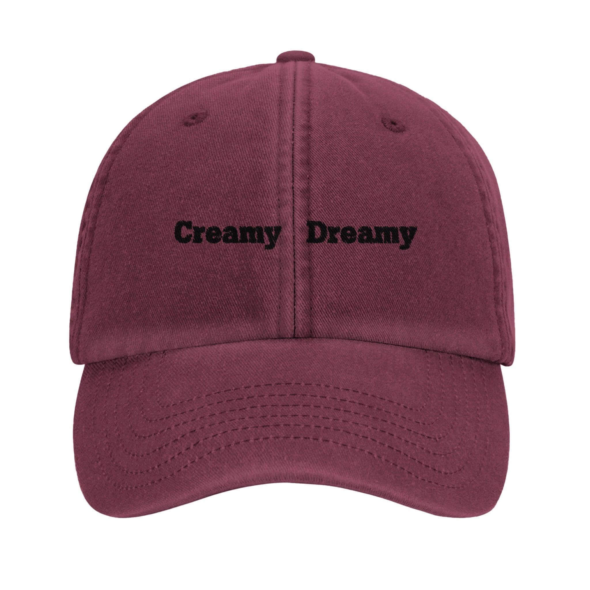 Creamy Dreamy Guinness Hat in burgundy color, vintage dad cap with stylish embroidery for casual outfits.