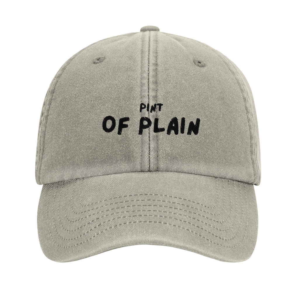 Pint of Plain dad hat in brushed washed cotton with vintage style and stitched ventilation eyelets.