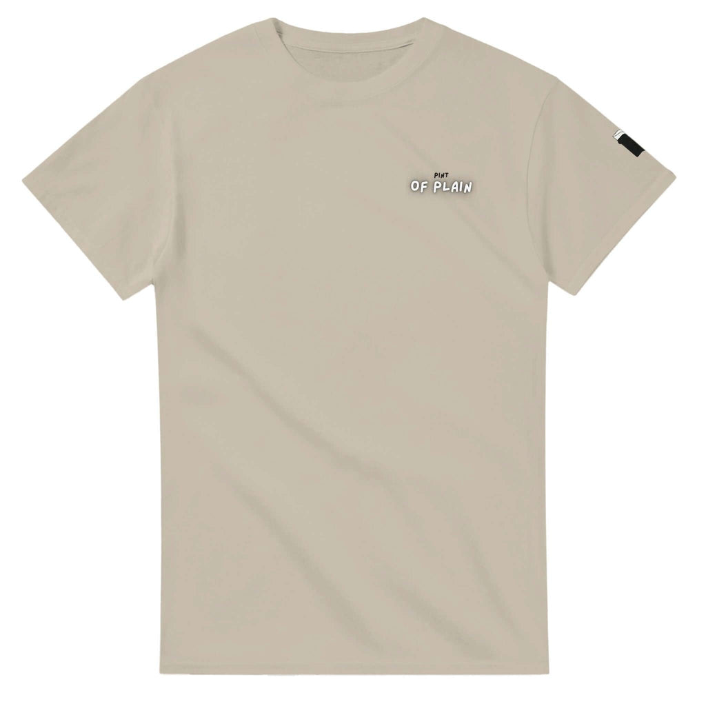 Pint of Plain Uni-Sex T-Shirt in soft cotton, minimalist design celebrating stout culture, perfect for beer lovers.
