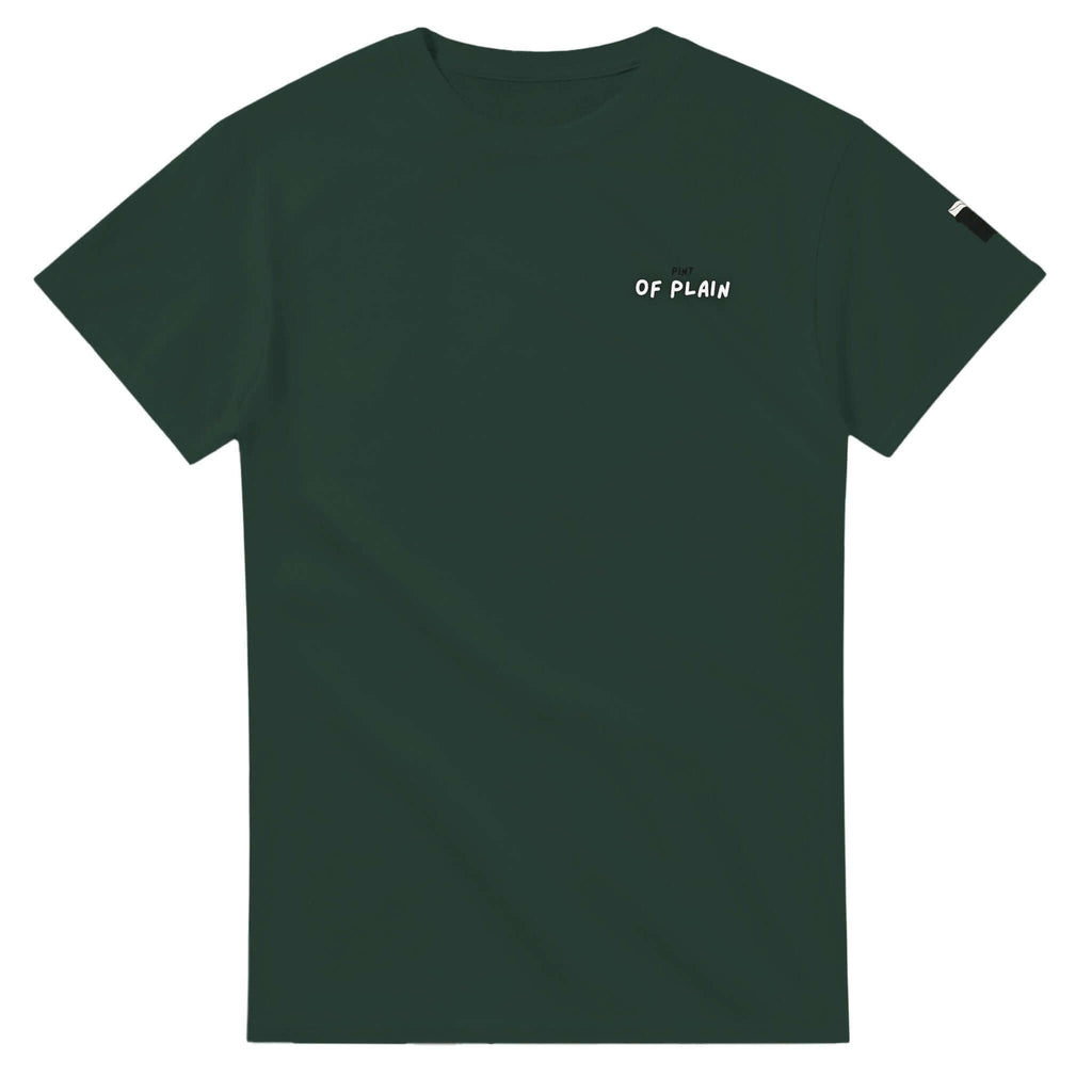 Pint of Plain Uni-Sex T-Shirt in dark green, featuring minimalist design and soft cotton texture for ultimate comfort.