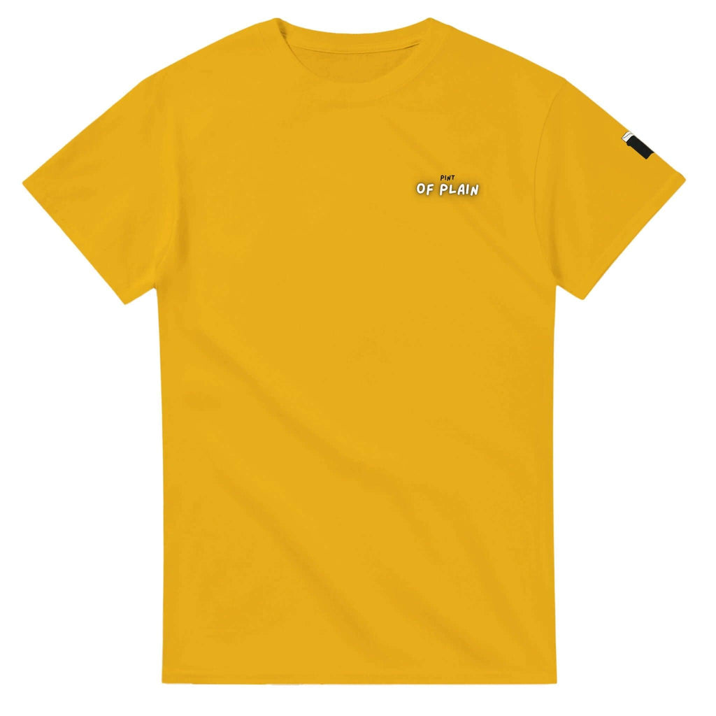 Yellow Pint of Plain Uni-Sex T-Shirt featuring minimalist design inspired by stout culture.