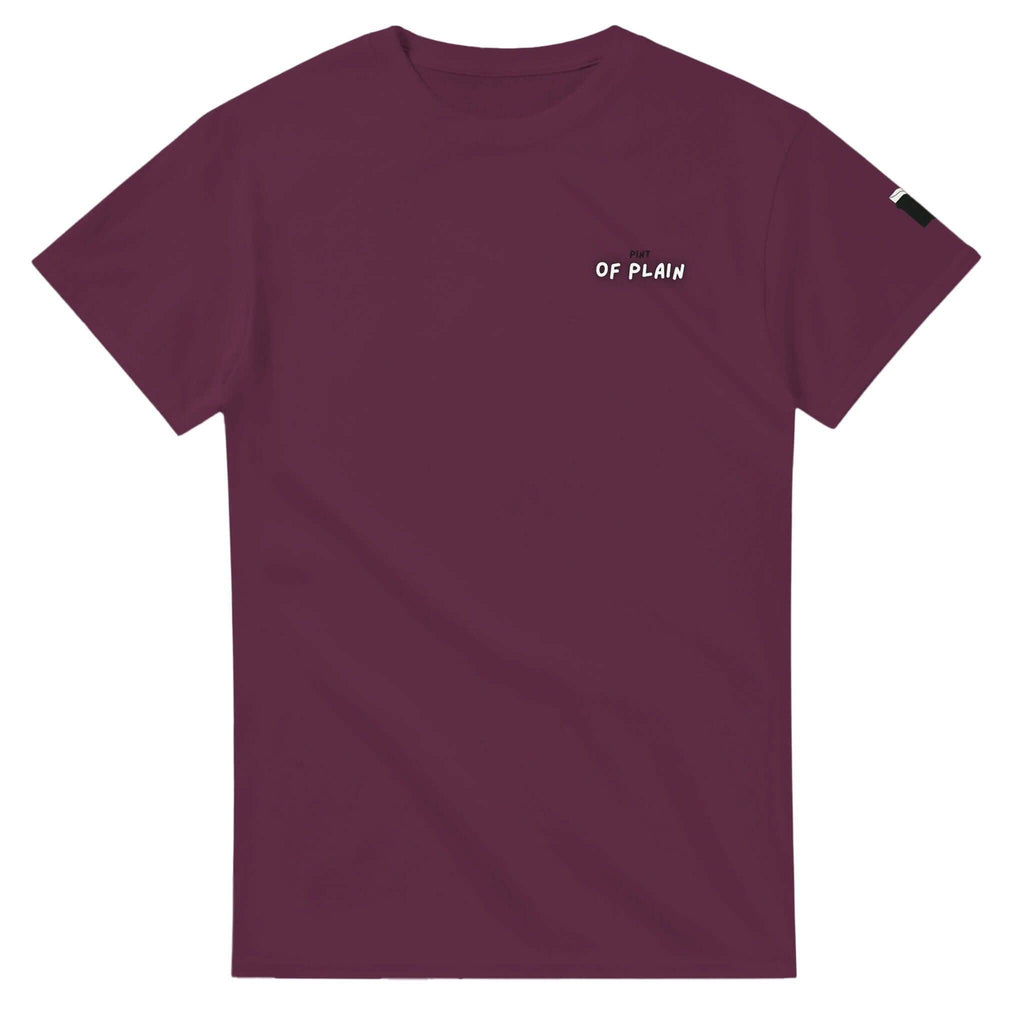 Maroon Pint of Plain Uni-Sex T-Shirt with minimalist design for beer lovers and style enthusiasts.