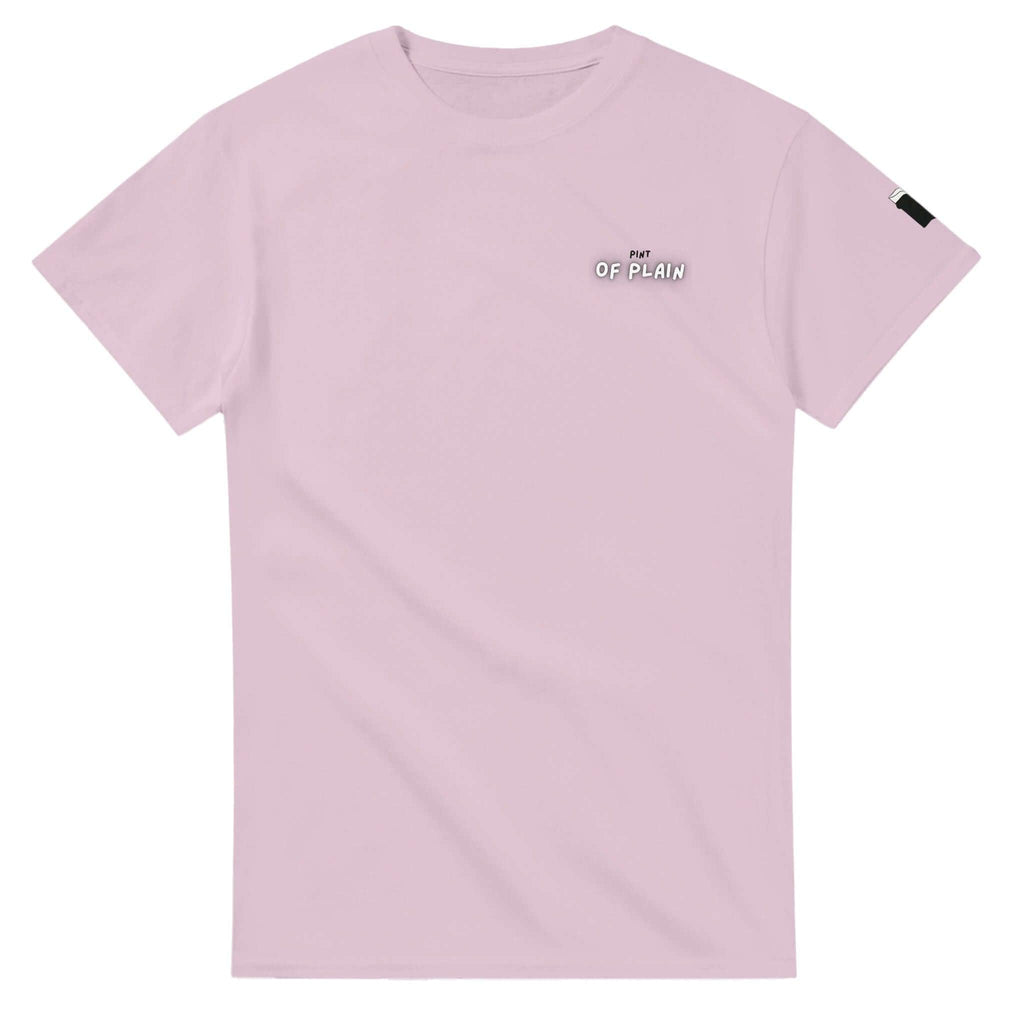 Pint of Plain Uni-Sex T-Shirt in soft cotton, minimalist design inspired by stout culture, perfect for casual wear.