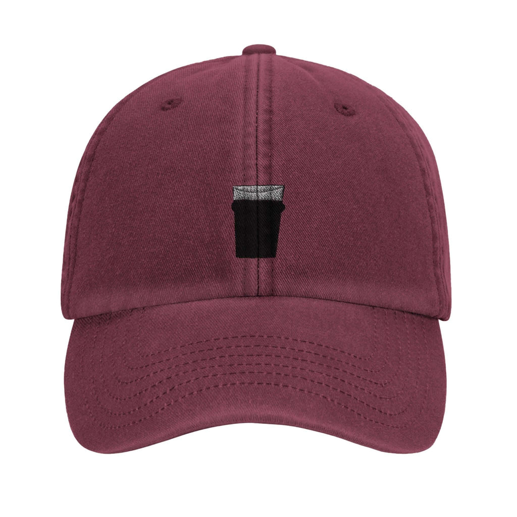 Vintage Dad Hat in burgundy featuring embroidered pint glass, perfect for beer lovers and casual outfits.