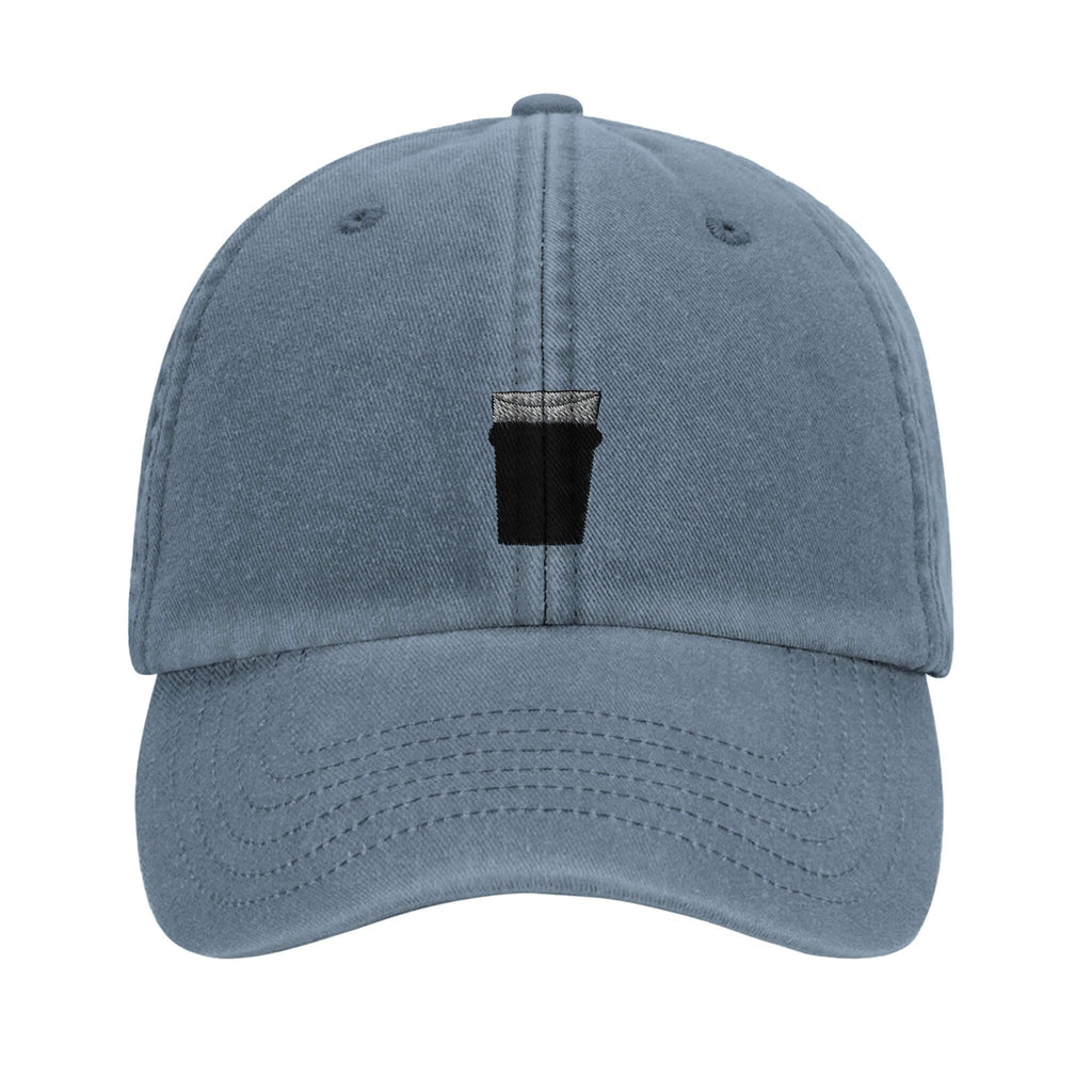 Pint of Plain Vintage Dad Hat in blue with embroidered stout glass design, perfect for beer lovers and vintage style.