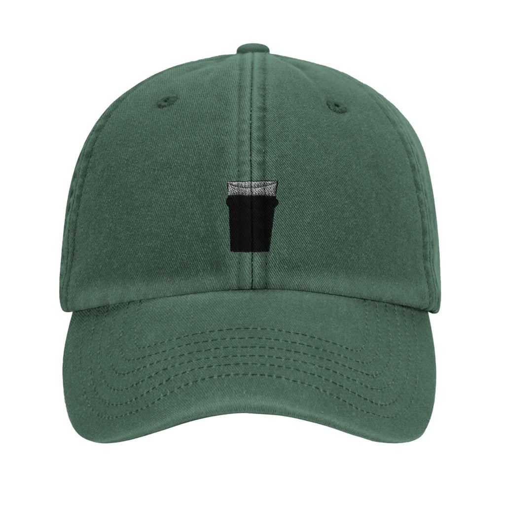 Pint of Plain Vintage Dad Hat in green, featuring embroidered pint glass design, perfect for beer lovers.