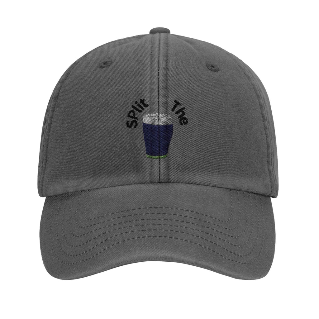 Split The G Guinness Hat showing a vintage cap design featuring a pint glass embroidery.