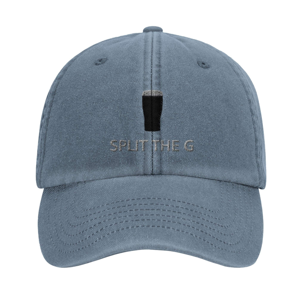 Vintage Split the G hat in blue, featuring Guinness-inspired design for pint lovers.